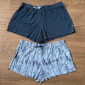J+B Womens Sleep Shorts Size Medium Set of Two Navy Blue & Tie Dye Pajama Shorts